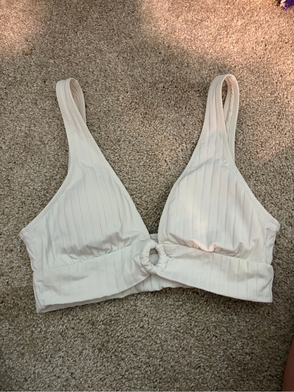 aerie White Ribbed Real Good Bandeau Bralette